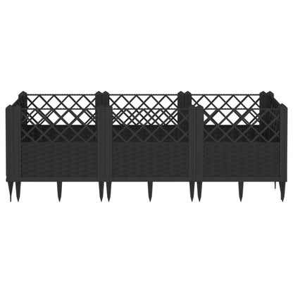vidaXL Pflanzkasten mit Erdspießen Schwarz 123,5x43,5x43,5 cm PP