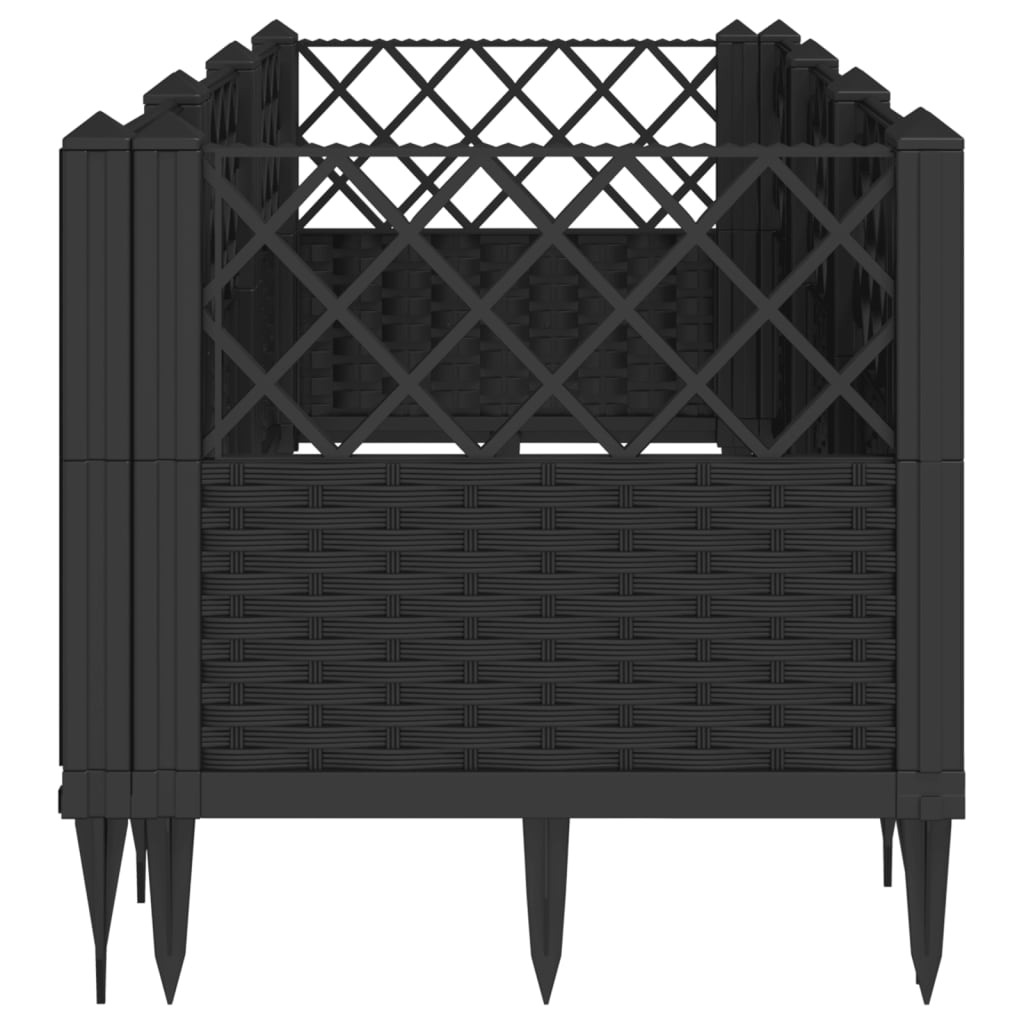 vidaXL Pflanzkasten mit Erdspießen Schwarz 123,5x43,5x43,5 cm PP