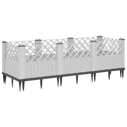 vidaXL Pflanzkasten mit Erdspießen Weiß 123,5x43,5x43,5 cm PP