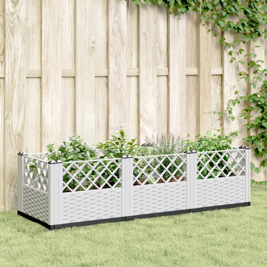 vidaXL Pflanzkasten mit Erdspießen Weiß 123,5x43,5x43,5 cm PP