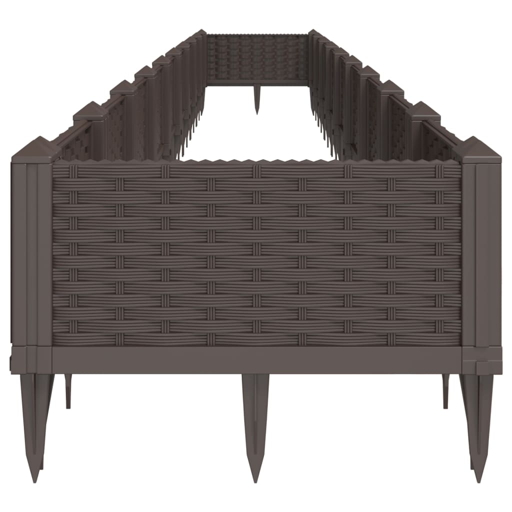 vidaXL Pflanzkasten mit Erdspießen Braun 362,5x42,5x28,5 cm PP