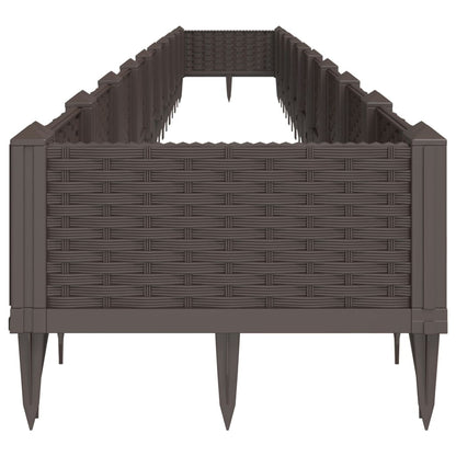 vidaXL Pflanzkasten mit Erdspießen Braun 362,5x42,5x28,5 cm PP