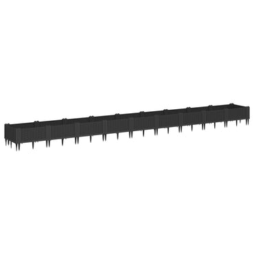 vidaXL Pflanzkasten mit Erdspießen Schwarz 362,5x42,5x28,5 cm PP