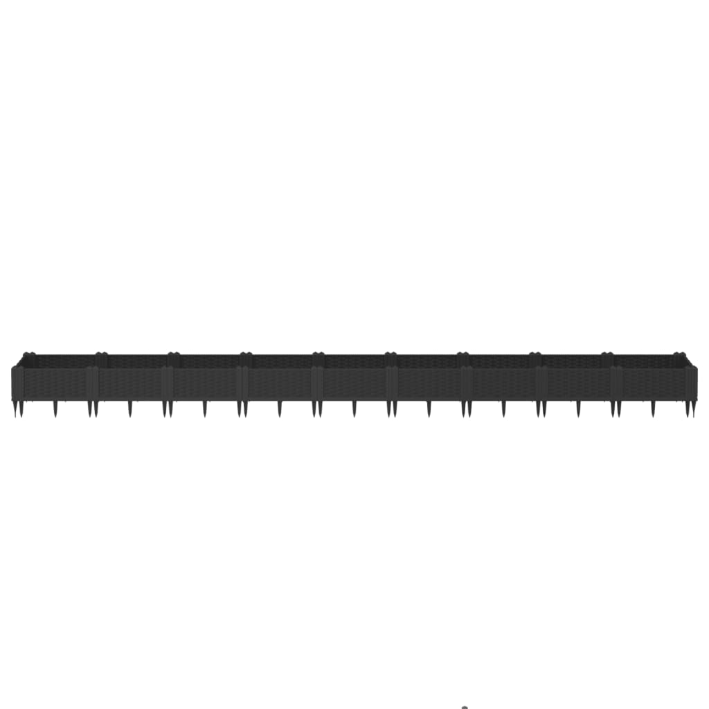 vidaXL Pflanzkasten mit Erdspießen Schwarz 362,5x42,5x28,5 cm PP