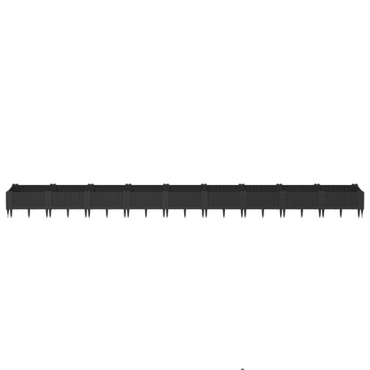 vidaXL Pflanzkasten mit Erdspießen Schwarz 362,5x42,5x28,5 cm PP
