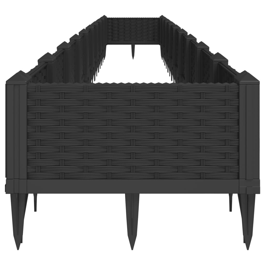 vidaXL Pflanzkasten mit Erdspießen Schwarz 362,5x42,5x28,5 cm PP