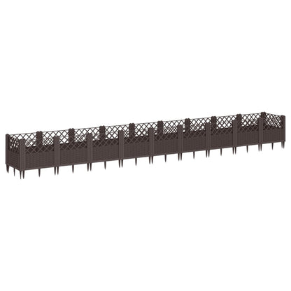 vidaXL Pflanzkasten mit Erdspießen Braun 363,5x43,5x43,5 cm PP