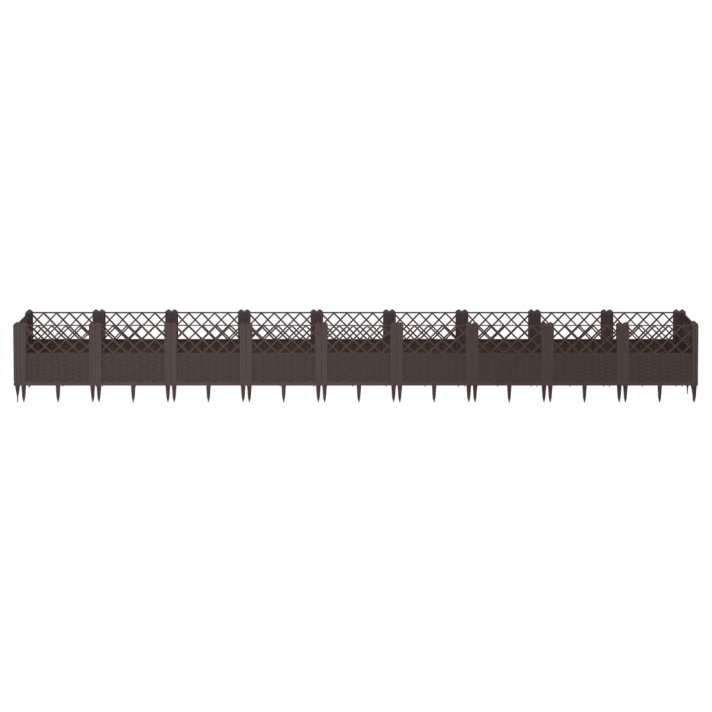 vidaXL Pflanzkasten mit Erdspießen Braun 363,5x43,5x43,5 cm PP