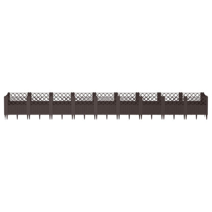 vidaXL Pflanzkasten mit Erdspießen Braun 363,5x43,5x43,5 cm PP