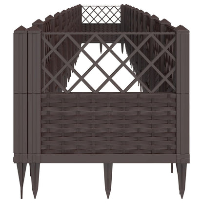 vidaXL Pflanzkasten mit Erdspießen Braun 363,5x43,5x43,5 cm PP