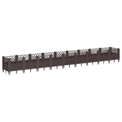 vidaXL Pflanzkasten mit Erdspießen Braun 363,5x43,5x43,5 cm PP