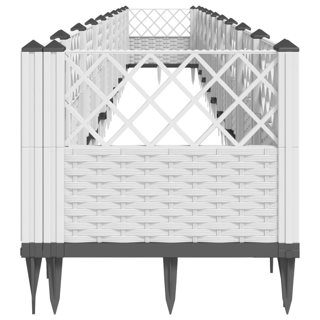 vidaXL Pflanzkasten mit Erdspießen Weiß 363,5x43,5x43,5 cm PP