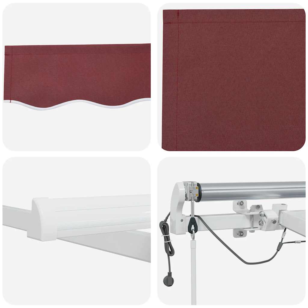 vidaXL Markise Automatisch mit LED Weinrot 300x250 cm
