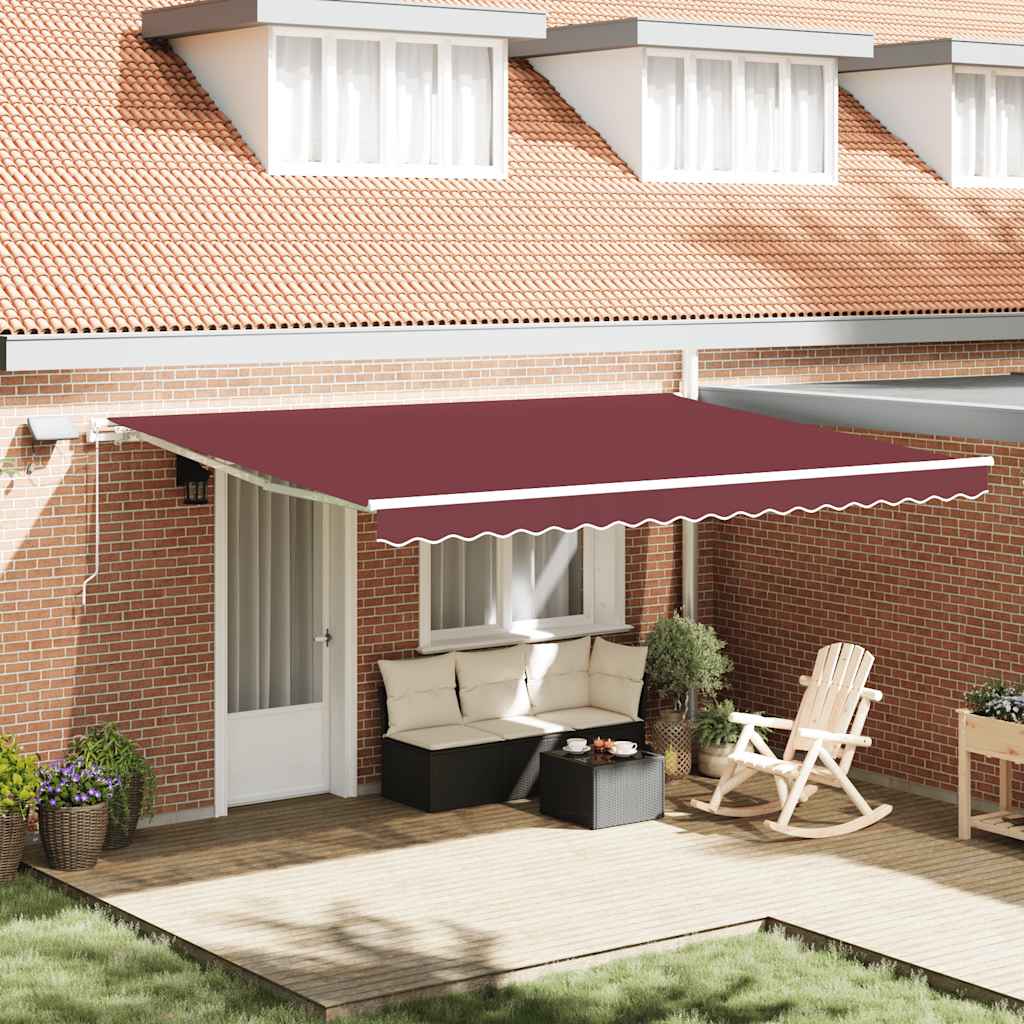 vidaXL Markise Manuell mit LED Weinrot 450x300 cm