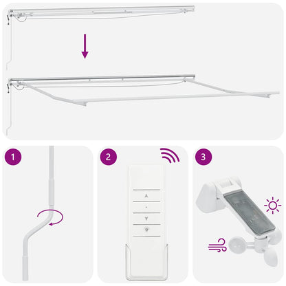 vidaXL Markise Automatisch mit LED Weinrot 450x300 cm