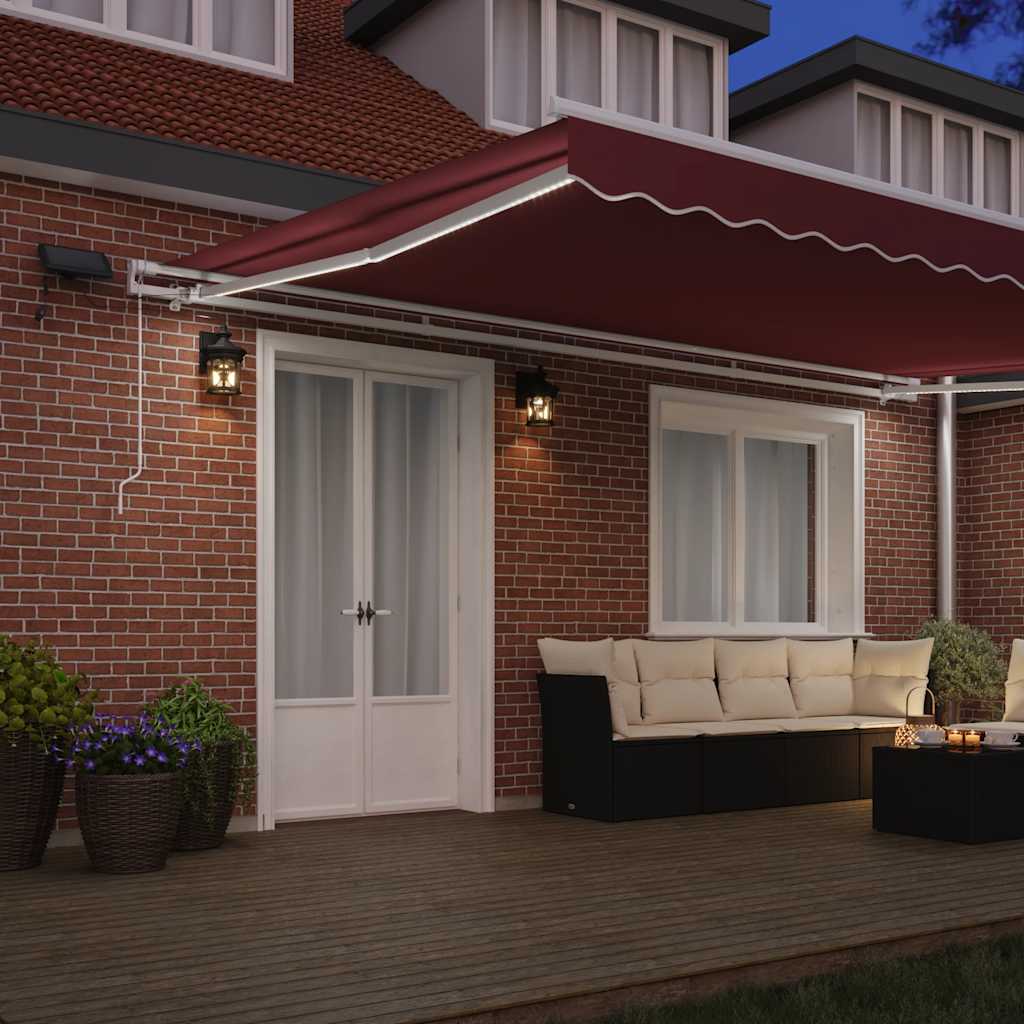 vidaXL Markise Manuell mit LED Weinrot 500x300 cm