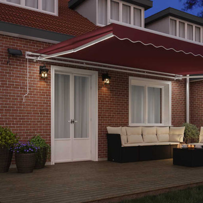 vidaXL Markise Manuell mit LED Weinrot 500x300 cm