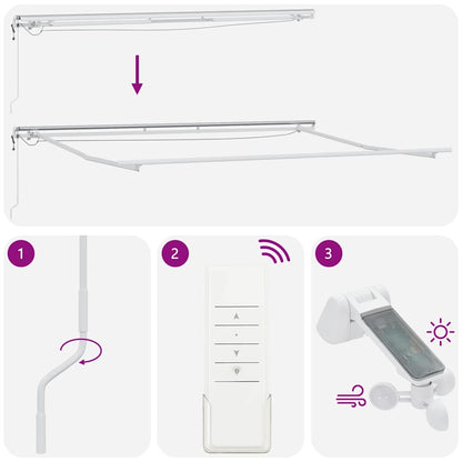 vidaXL Markise Automatisch mit LED Weinrot 500x300 cm