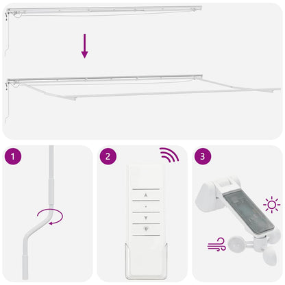 vidaXL Markise Automatisch mit LED Weinrot 600x300 cm