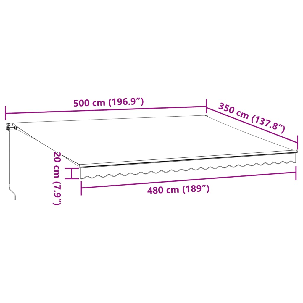 vidaXL Markise Manuell Weinrot 500x350 cm