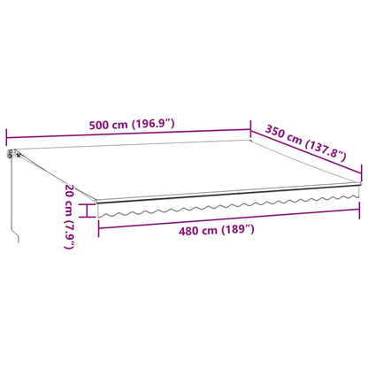 vidaXL Markise Manuell Weinrot 500x350 cm