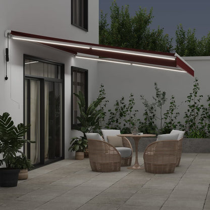 vidaXL Markise Automatisch mit LED Weinrot 500x350 cm