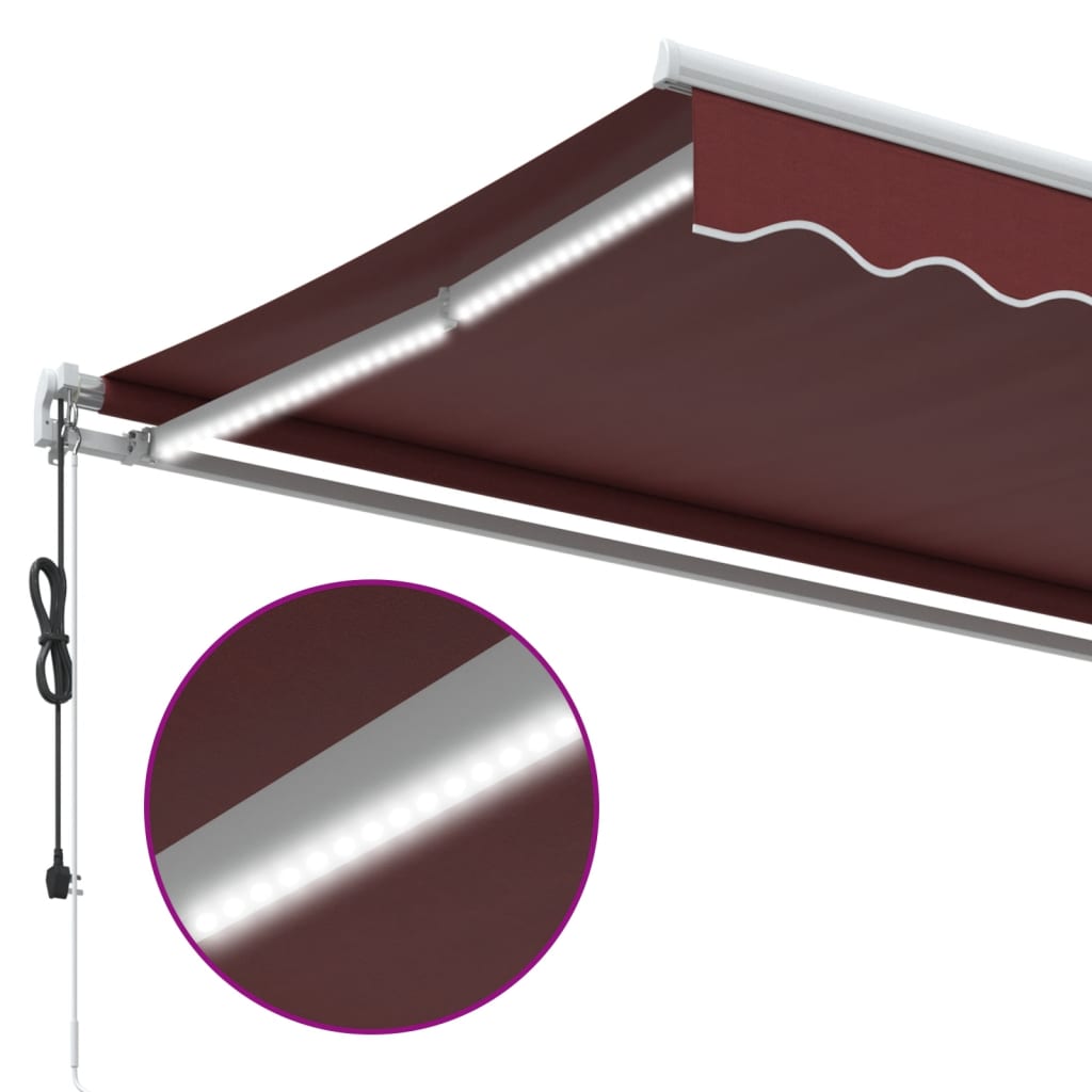 vidaXL Markise Automatisch mit LED Weinrot 500x350 cm