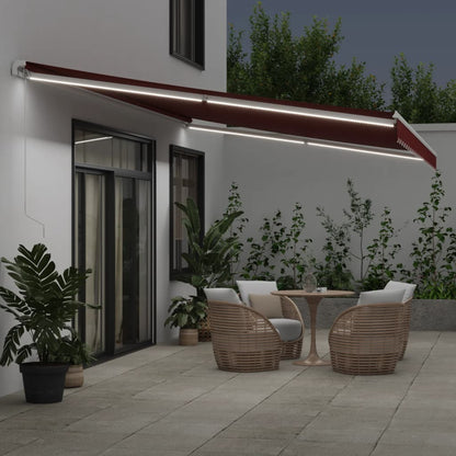 vidaXL Markise Manuell mit LED Weinrot 600x350 cm