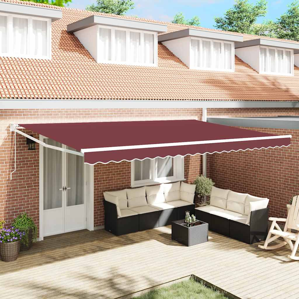 vidaXL Store Banne Automatique Bordeaux 500x300 cm
