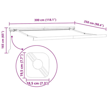 vidaXL Markise Manuell Weinrot 300x250 cm