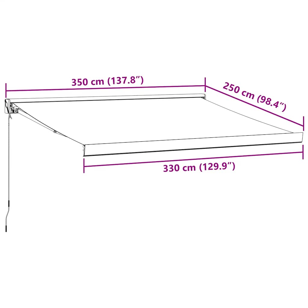 vidaXL Markise Manuell Weinrot 350x250 cm