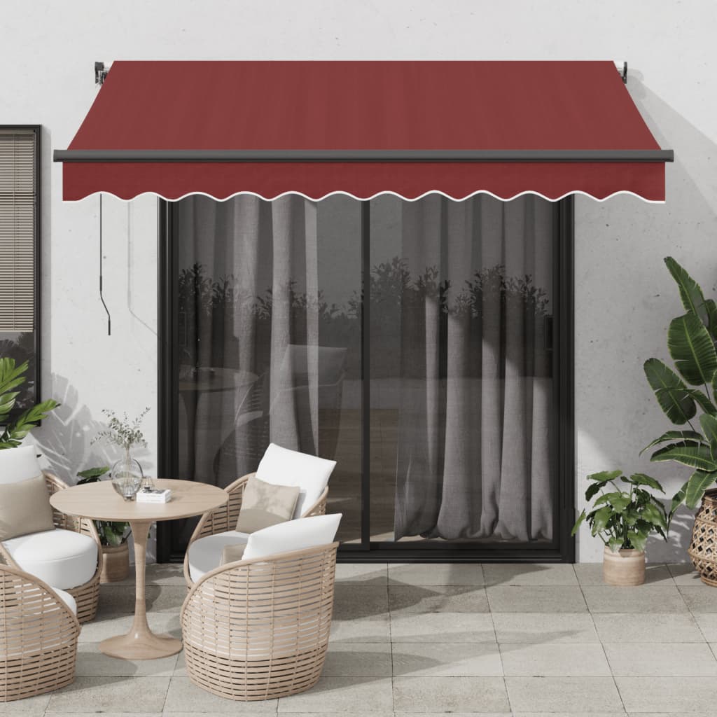 vidaXL Auvent manuel avec LED Rouge bordeaux 300x250 cm