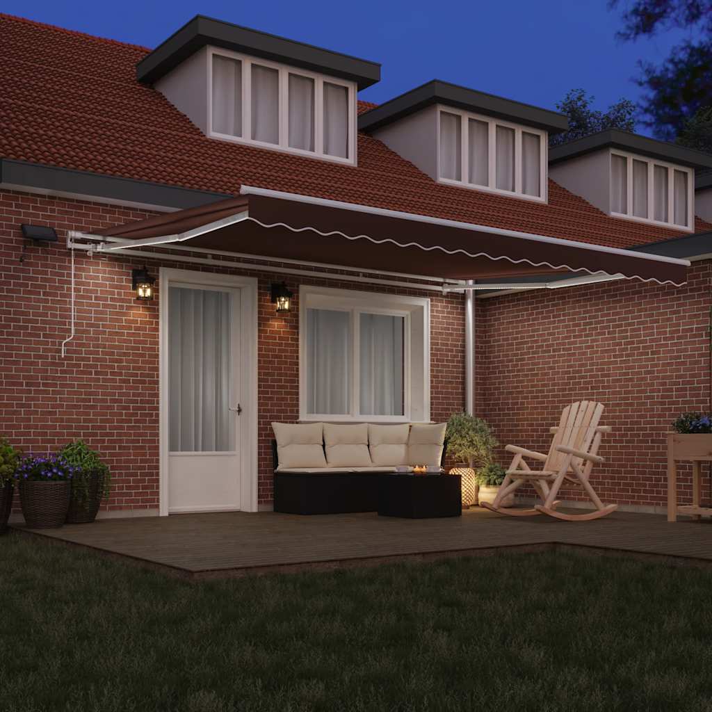 vidaXL Markise Manuell mit LED Braun 450x300 cm
