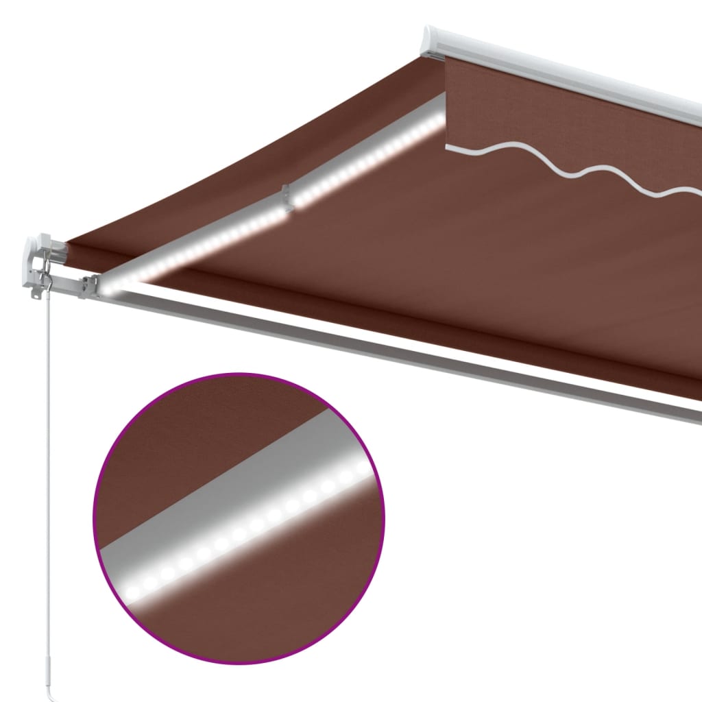 vidaXL Markise Manuell mit LED Braun 400x350 cm