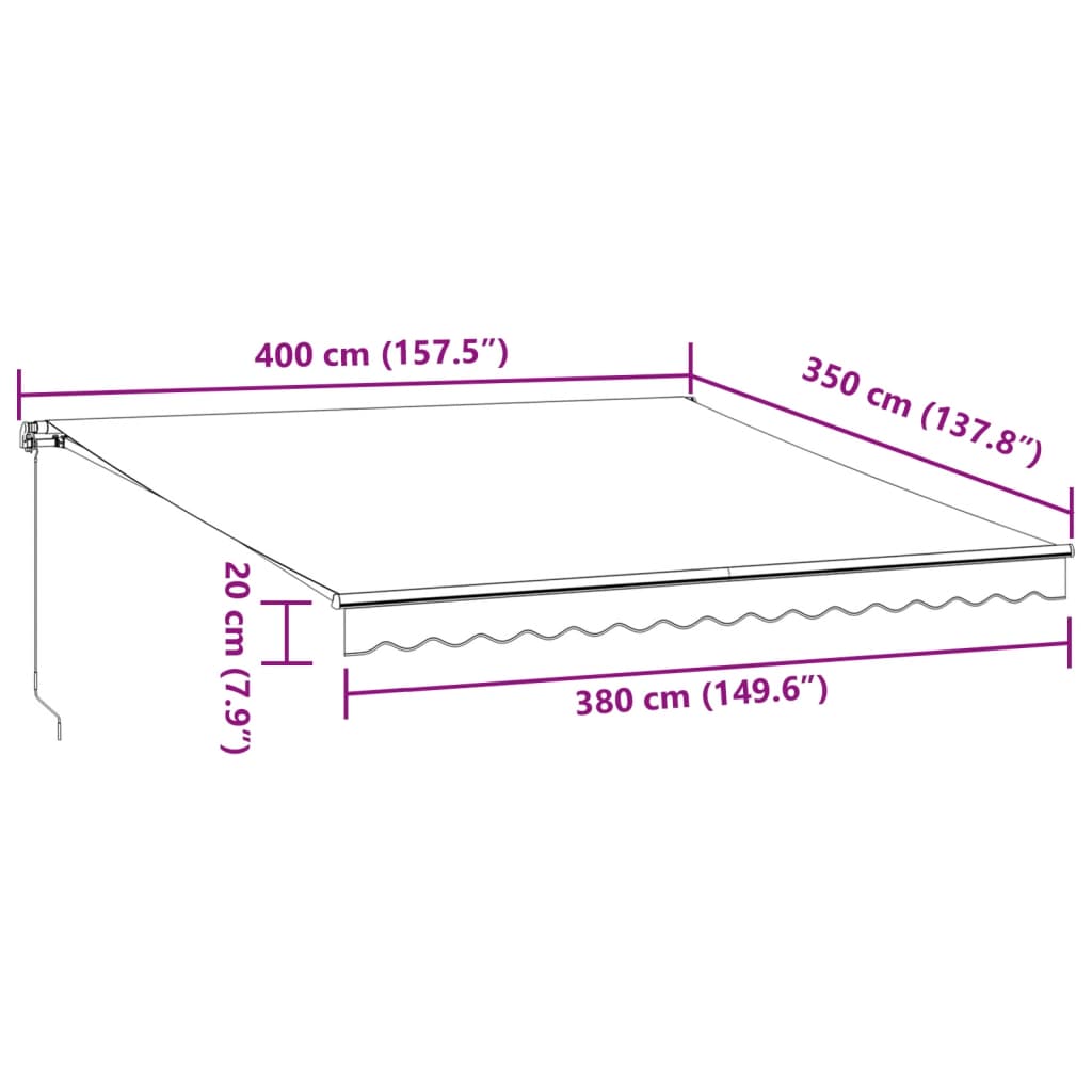 vidaXL Markise Manuell mit LED Braun 400x350 cm