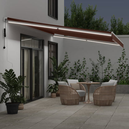 vidaXL Markise Automatisch mit LED Braun 600x350 cm