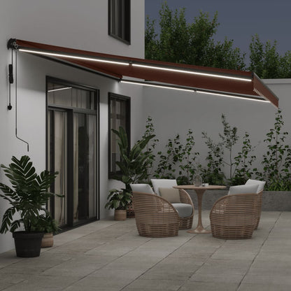 vidaXL Markise Automatisch mit LEDs Braun 600x350 cm