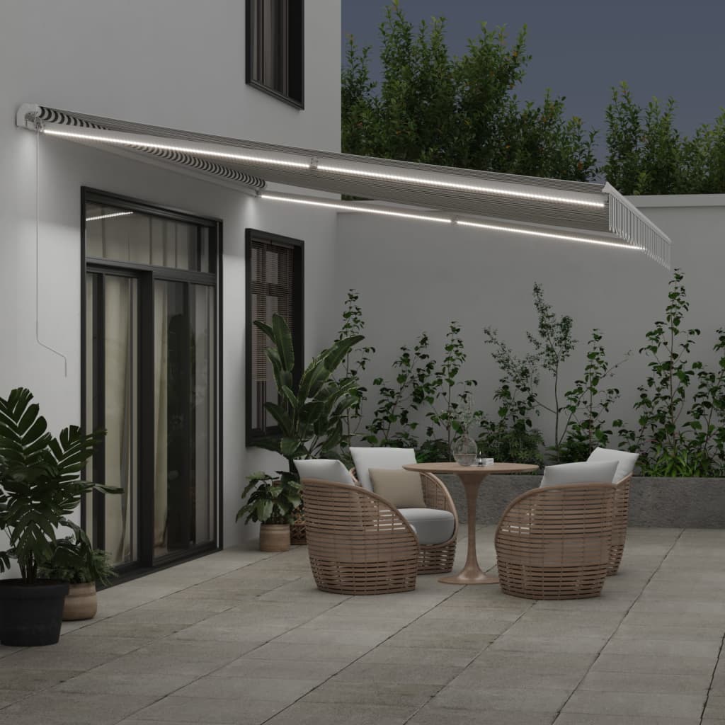 vidaXL Markise Manuell mit LED Anthrazit & Weiß 500x350 cm