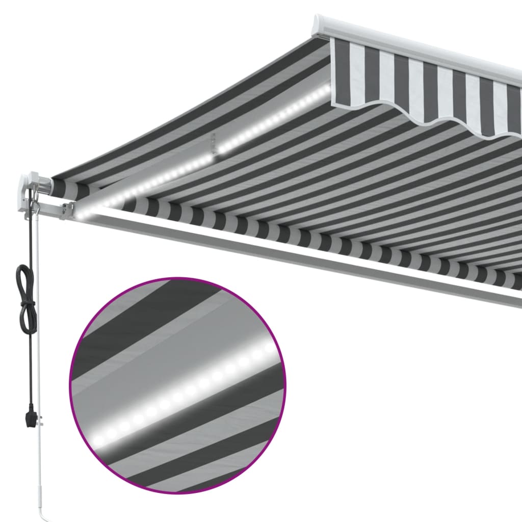 vidaXL Markise Automatisch mit LED Anthrazit & Weiß 500x350 cm