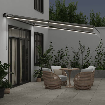 vidaXL Markise Manuell mit LEDs Anthrazit & Weiß 400x350 cm