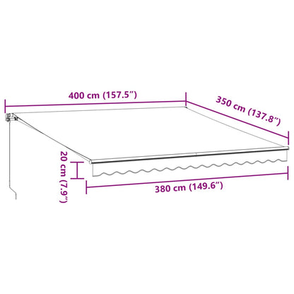 vidaXL Markise Manuell mit LEDs Anthrazit & Weiß 400x350 cm
