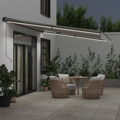 vidaXL Markise Manuell mit LEDs Anthrazit & Weiß 500x350 cm