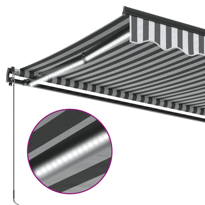 vidaXL Markise Manuell mit LEDs Anthrazit & Weiß 500x350 cm