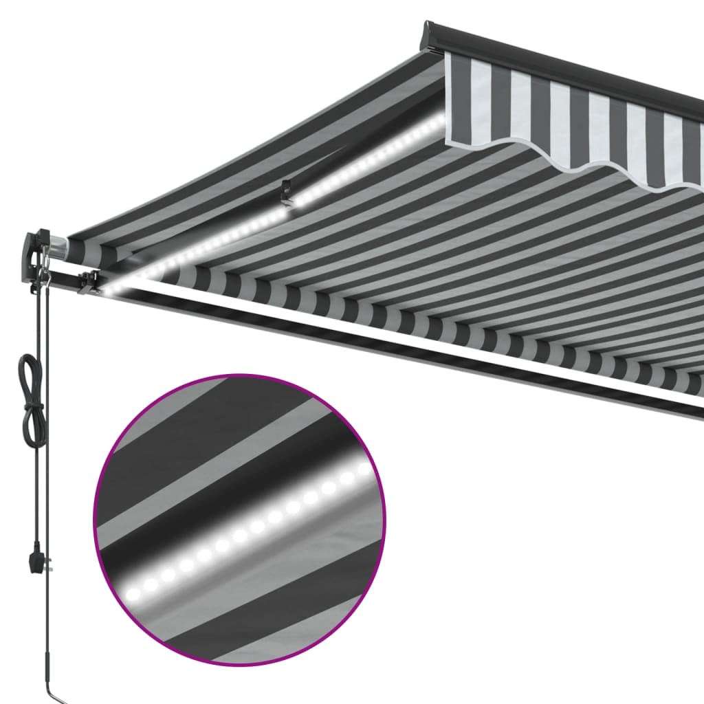 vidaXL Markise Automatisch mit LEDs Anthrazit & Weiß 500x350 cm
