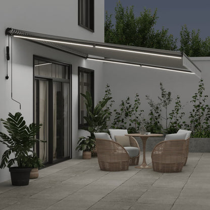 vidaXL Markise Automatisch mit LEDs Anthrazit & Weiß 600x350 cm