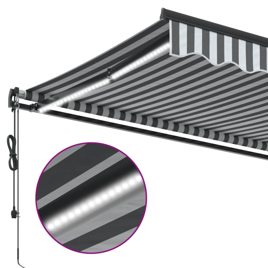 vidaXL Markise Automatisch mit LEDs Anthrazit & Weiß 600x350 cm