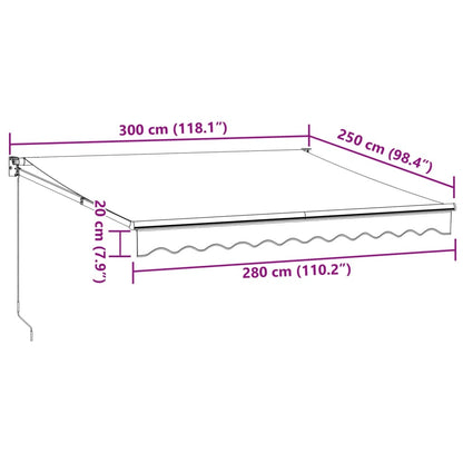 vidaXL Markise Einziehbar Anthrazit und Weiß 3x2,5 m Stoff & Aluminium