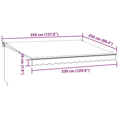 vidaXL Markise Einziehbar Anthrazit & Weiß 3,5x2,5 m Stoff & Aluminium