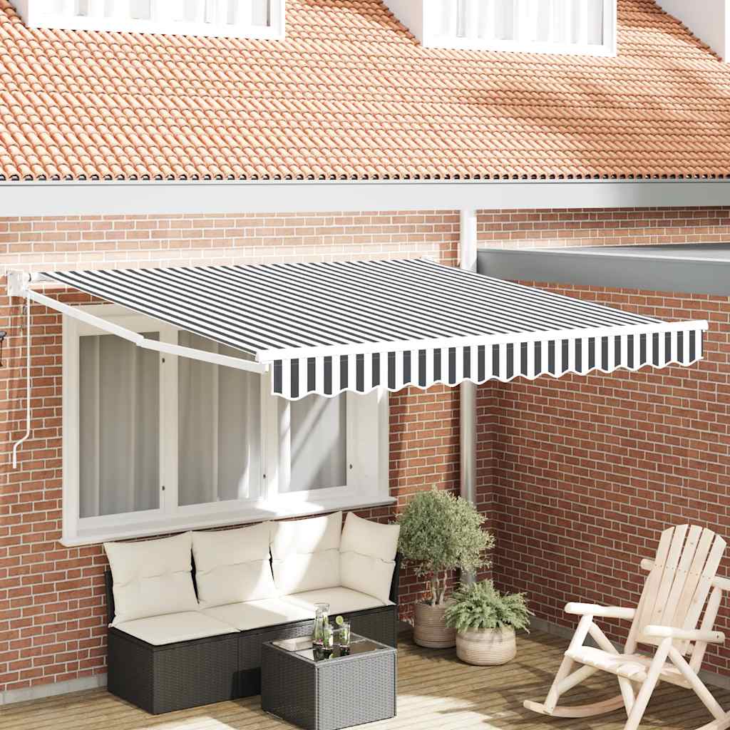 vidaXL Markise Einziehbar Anthrazit und Weiß 3x2,5 m Stoff & Aluminium