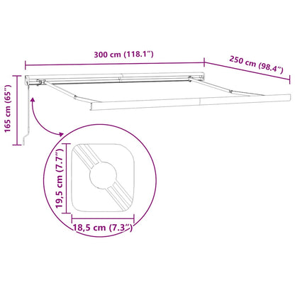 vidaXL Markise Einziehbar Anthrazit und Weiß 3x2,5 m Stoff & Aluminium